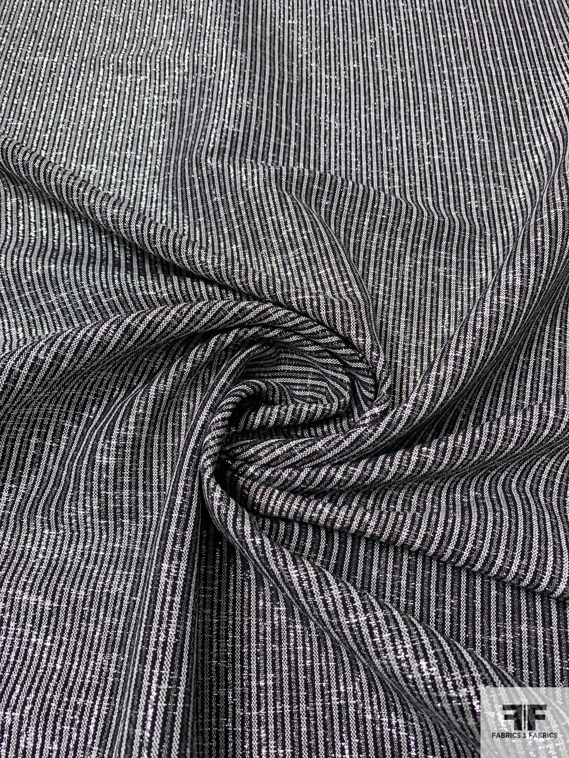 Striped Metallic Suiting - Black / Silver / White