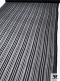 French Tone-on-Tone Striped Lightly Textured Silk Chiffon - Black