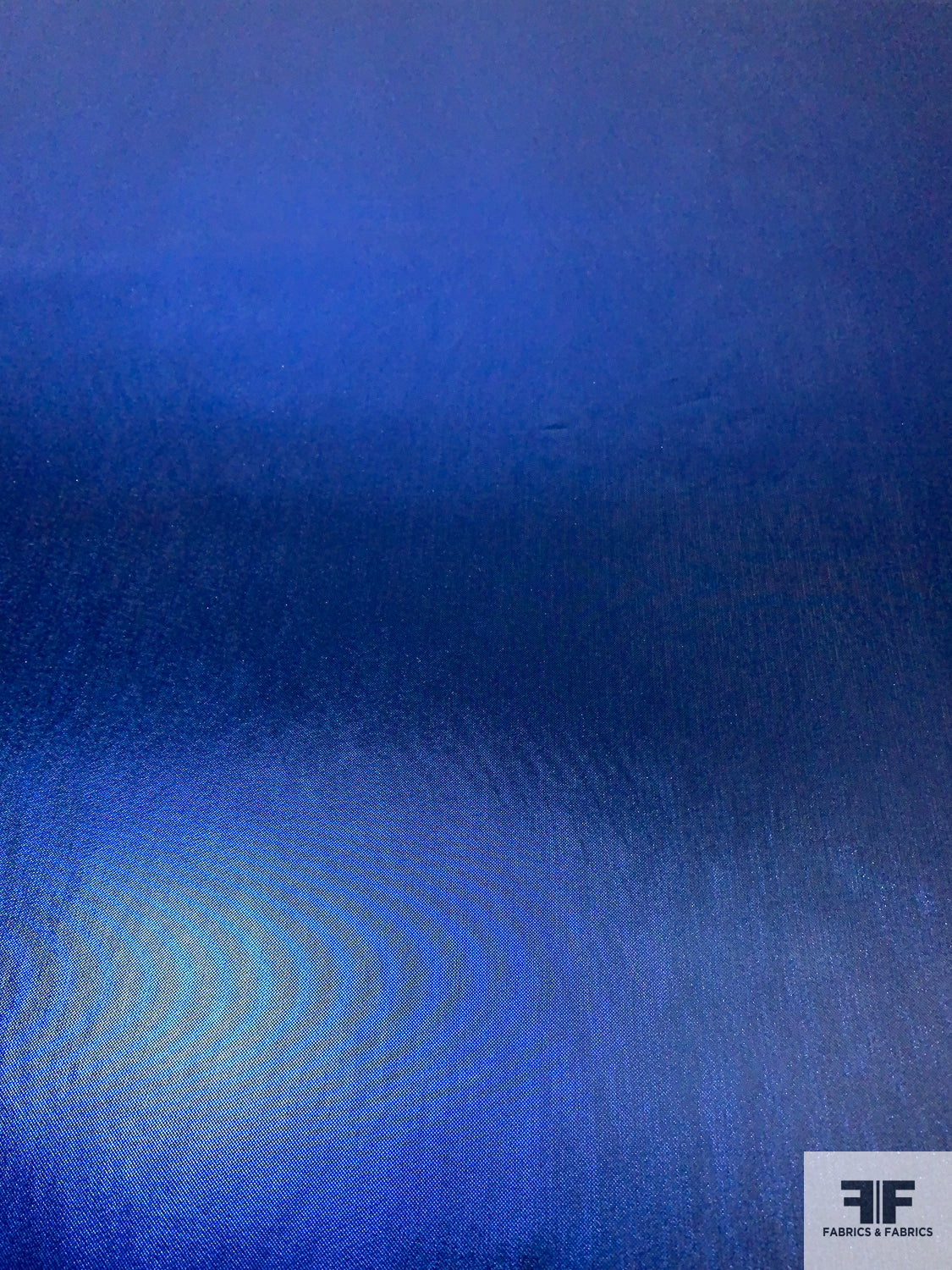 Printed Liquid Stretch Polyester Lamé - Metallic Blue / Black