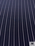 Stitch Striped Silk Crepe de Chine - Dark Navy