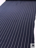 Stitch Striped Silk Crepe de Chine - Dark Navy