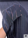 Stitch Striped Silk Crepe de Chine - Dark Navy