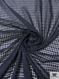 Boxy Geometric Burnout Polyester Chiffon - Dark Navy