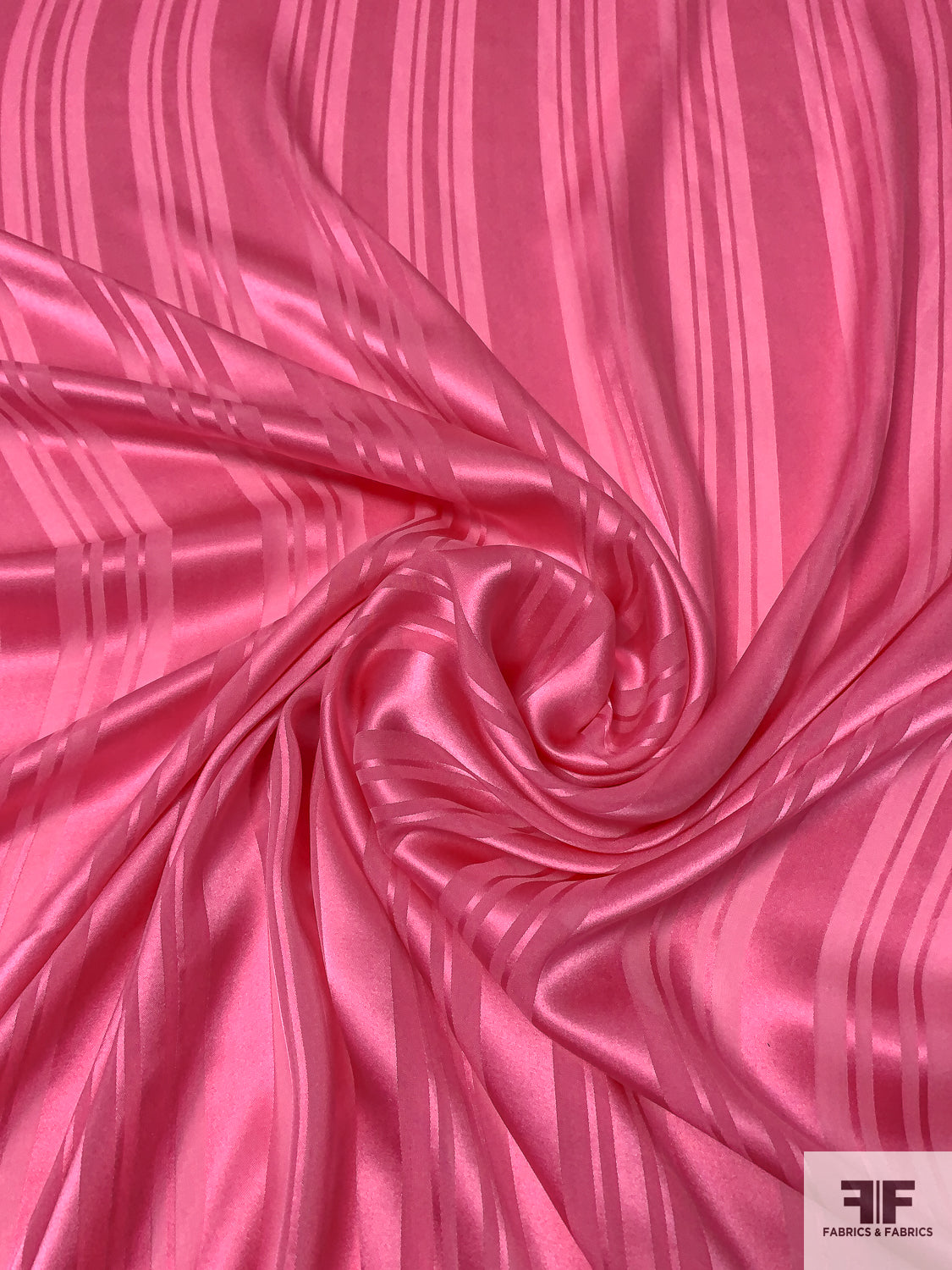 Satin Striped Silk Chiffon - French Rose Pink