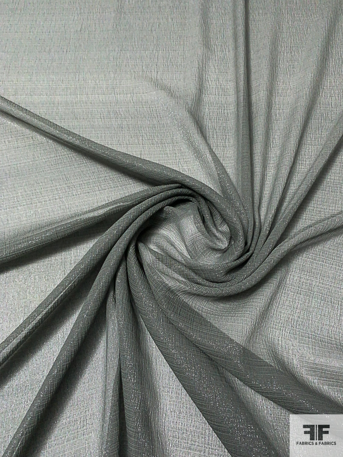 Lurex Threaded Silk Chiffon - Dark Smoke Sage