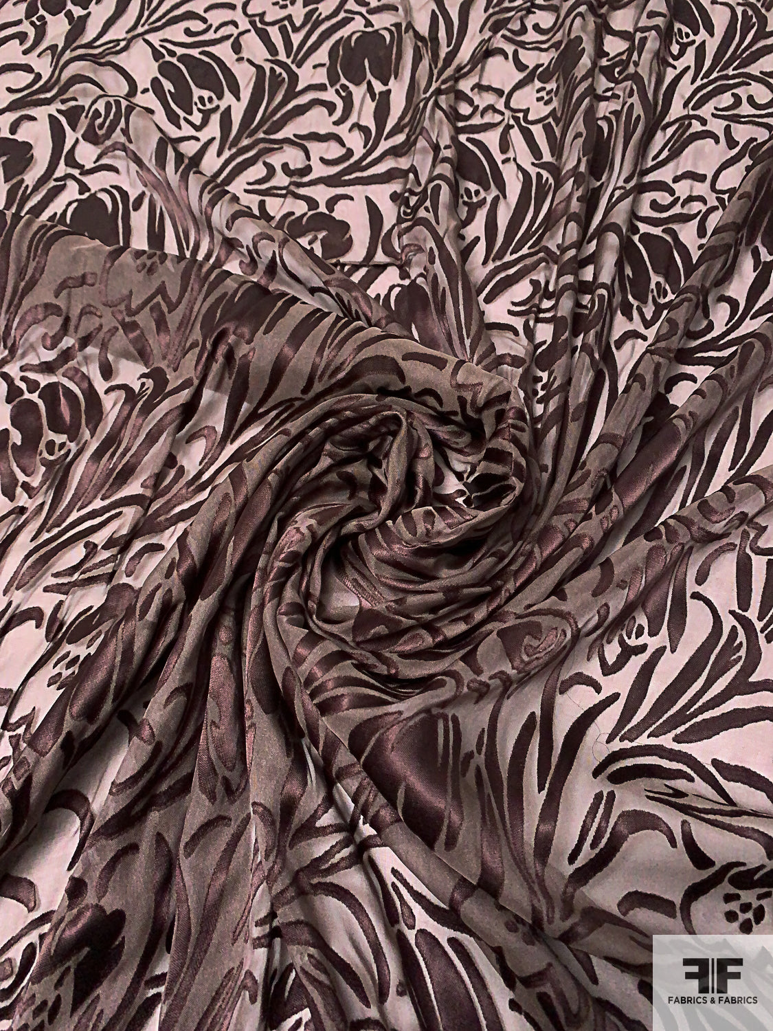 Floral Burnout Silk Chiffon - Brown