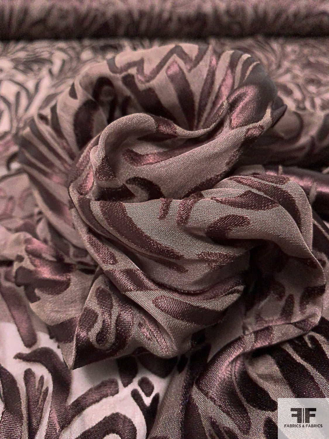 Floral Burnout Silk Chiffon - Brown