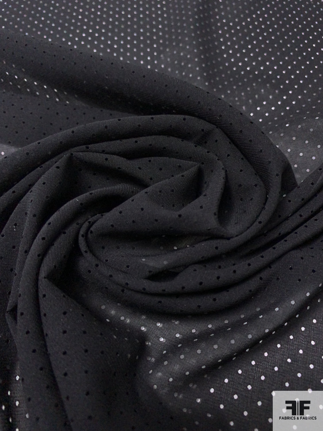 Perforated Stretch Silk Georgette - Black