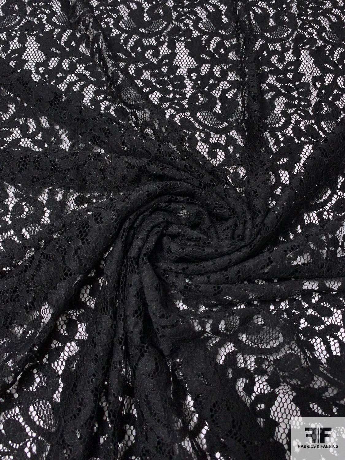  Black Stretch Lace Fabric - by The Yard