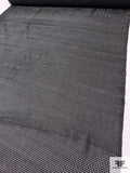 Windowpane Grid Waxy-Finished Guipure Lace - Black