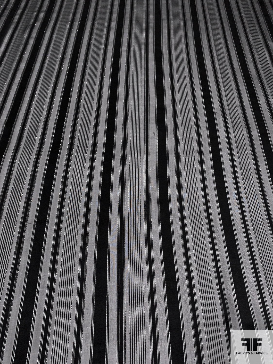 Lurex Pinstriped Silk Chiffon - Black