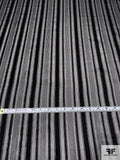 Satin Striped Silk Chiffon with Clear Lurex Pinstripes - Black