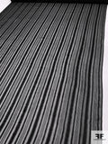 Satin Striped Silk Chiffon with Clear Lurex Pinstripes - Black