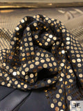 Gold Foil Circles Printed on Polyester Chiffon - Gold / Black