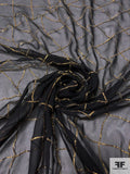 Silk Chiffon with Textured Gold Foil Metallic Embroidery - Black / Gold
