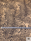 Wild Cat Printed Silk Chiffon with Lurex Pinstripes - Brown / Tan / Silver / Gold