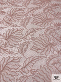 Leaf Pattern Embroidered Tulle - Dusty Pink