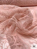 Leaf Pattern Embroidered Tulle - Dusty Pink