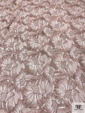 Floral Embroidered Tulle with Sequins - Dusty Nude-Pink
