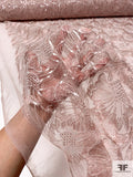 Floral Embroidered Tulle with Sequins - Dusty Nude-Pink