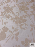 Floral Silhouette Printed Silk Organza - Peachy Tan / Off-White