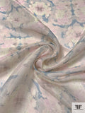 Exotic Floral Printed Silk and Lurex Gauze - Blue / Orchid Pink / Greys