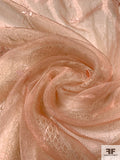 Embroidered Metallic Organza with Stitched on Lace - Rose Gold / Beige