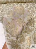 Silk Chiffon with Lurex Leaf Design - Gold / Light Ecru