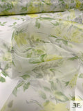 Floral Printed Silk Organza - Green / Light Yellow / White