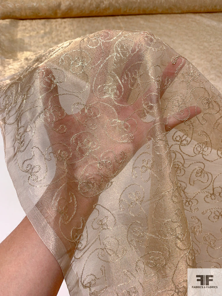 Plum Rose Metallic Organza Fabric main image 1