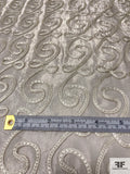 Metallic Silk Organza with Swirl Pattern Ribbon Design - Ivory / Taupe