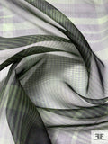 Plaid Printed Silk Organza - Moss Green / Black