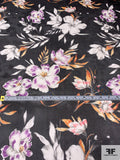 Romanticized Floral Printed Silk Organza - Black / Off-White / Orange / Purple