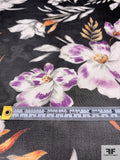 Romanticized Floral Printed Silk Organza - Black / Off-White / Orange / Purple