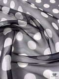 Polka Dot Printed Silk Organza - Black / Ivory