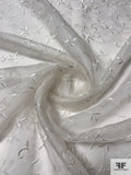 Floral Embroidered Silk Organza - Off-White