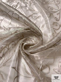 Metallic Floral Embroidered Silk Organza - Light Antique-Gold