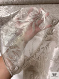 Metallic Floral Embroidered Silk Organza - Light Antique-Gold