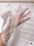 Horizontal Striped Silk Organza - Off-White