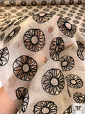 Sunflower Circles Embroidered Metallic Silk Organza - Gold / Black
