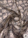 Floral Bundles Printed Silk Organza - Beige / Black