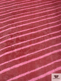Diagonal Striped Spray Painted-Look Printed Silk Organza - Red / Magenta