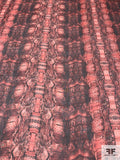Ethnic-Inspired Printed Silk Organza - Red / Black / Blush