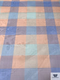 Plaid Printed Silk Organza - Peach / Blue / Seafoam Green