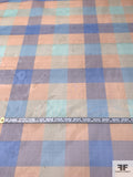 Plaid Printed Silk Organza - Peach / Blue / Seafoam Green