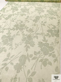 Floral Silhouette Printed Silk Organza - Sage / Pastel Light Green