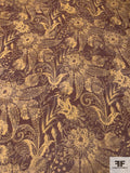 Intricate Floral Printed Silk Organza - Maroon / Ochre