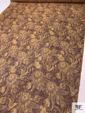 Intricate Floral Printed Silk Organza - Maroon / Ochre