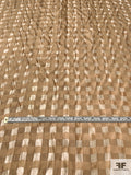 Gingham Plaid Woven Metallic Silk Organza - Golden Tan