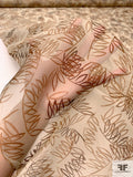 Painterly Leaf Stems Printed Silk Organza - Brown / Beige